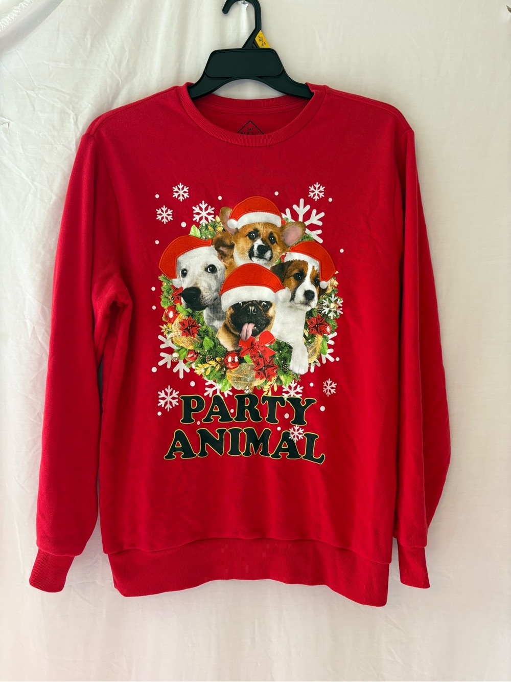 Well Worn Red "Party Animal" Holiday Sweatshirt with Dogs